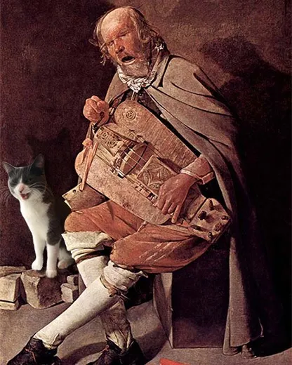 "Ghironda Player" With Moochie, Georges De La Tour
