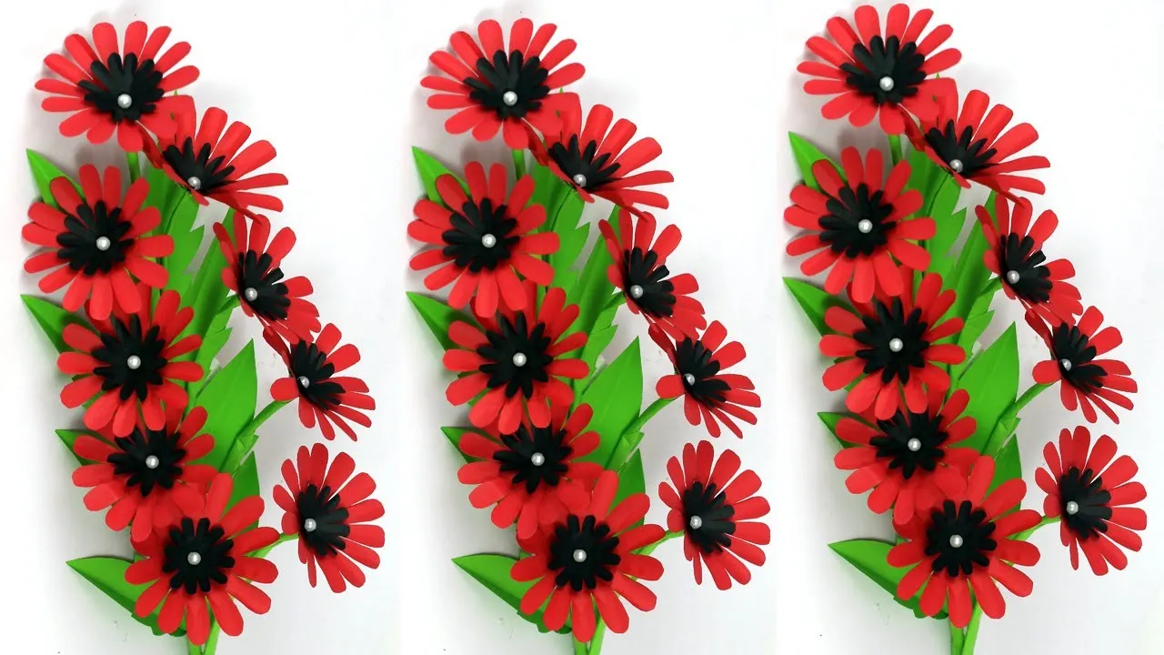 Easy Paper Stick Flower Making Paper Flower Home Decoration Simple Paper Crafts
