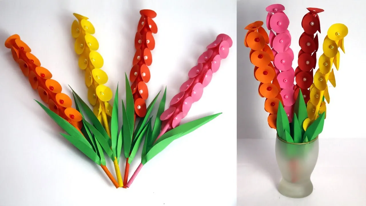 Very Easy Paper Stick Flower Making -DIY Paper Crafts- Flower Home Decoration Idea