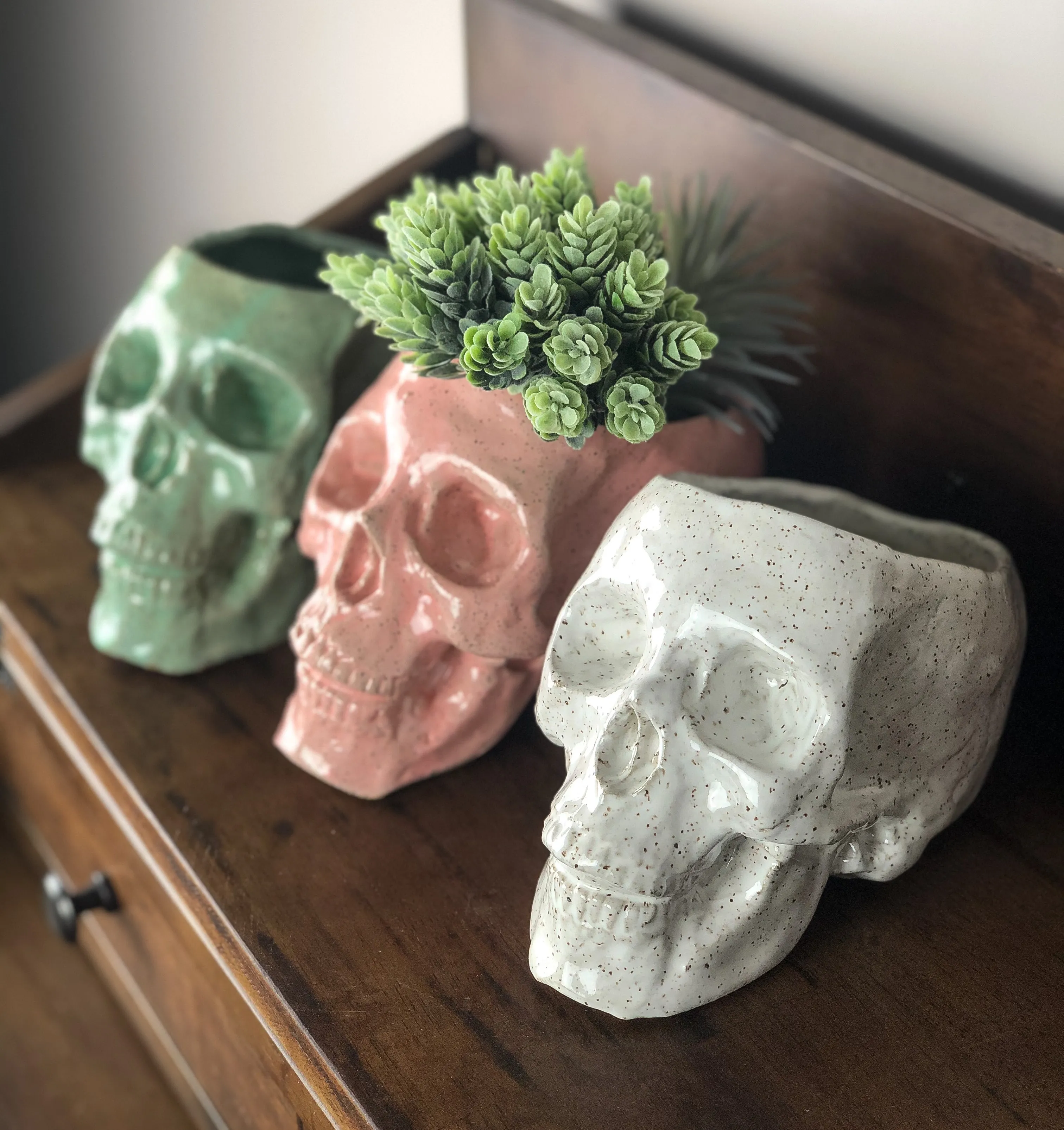 Human Skull Planter