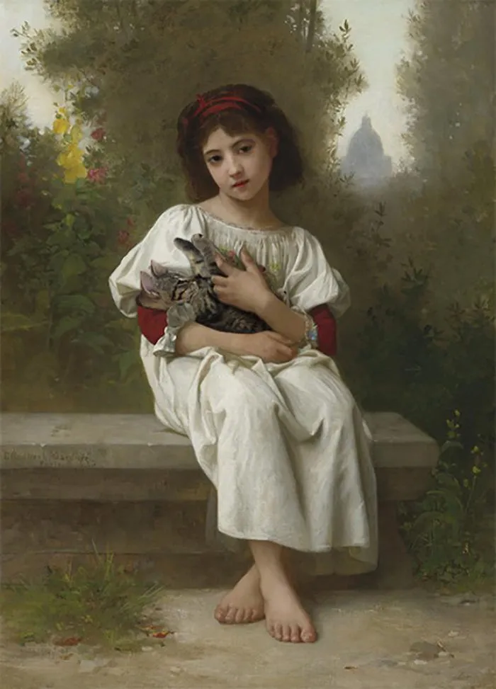 "In The Garden" With Baby Bee, Elizabeth Jane Gardner Bouguereau