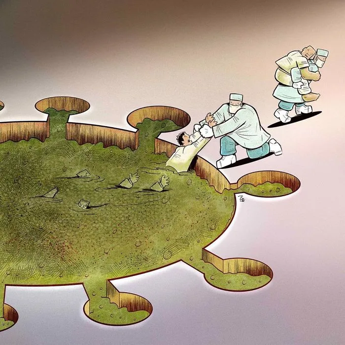 29 Illustrations By Iranian Artist Show The Harsh Reality Of Doctors During Coronavirus Outbreak