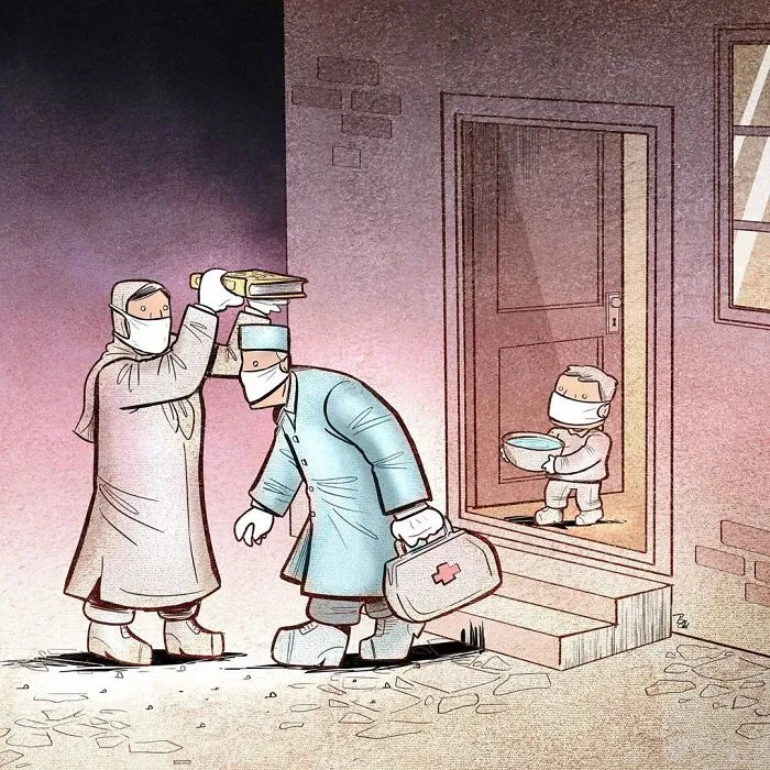 29 Illustrations By Iranian Artist Show The Harsh Reality Of Doctors During Coronavirus Outbreak
