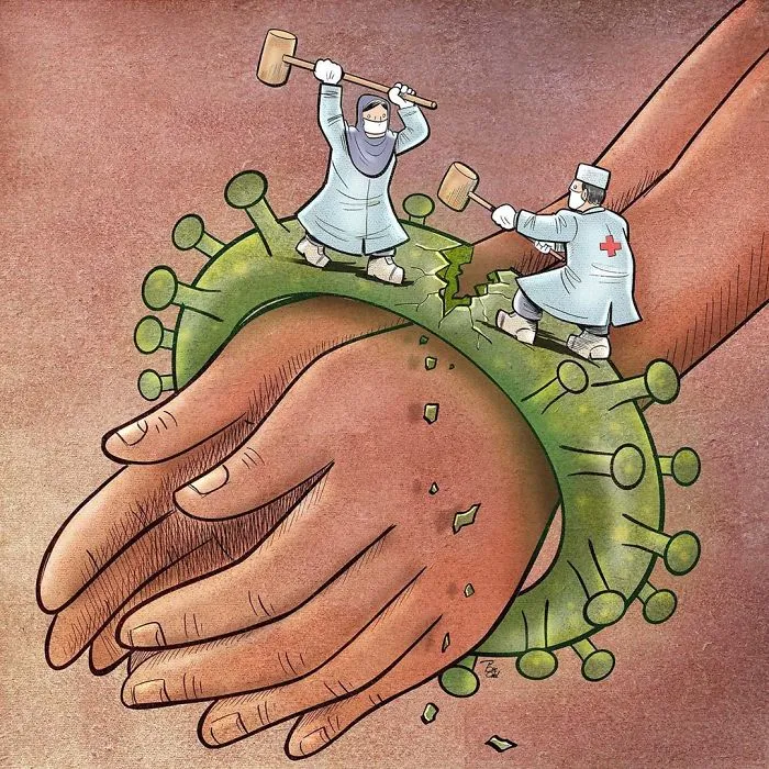 29 Illustrations By Iranian Artist Show The Harsh Reality Of Doctors During Coronavirus Outbreak