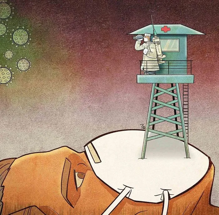 29 Illustrations By Iranian Artist Show The Harsh Reality Of Doctors During Coronavirus Outbreak