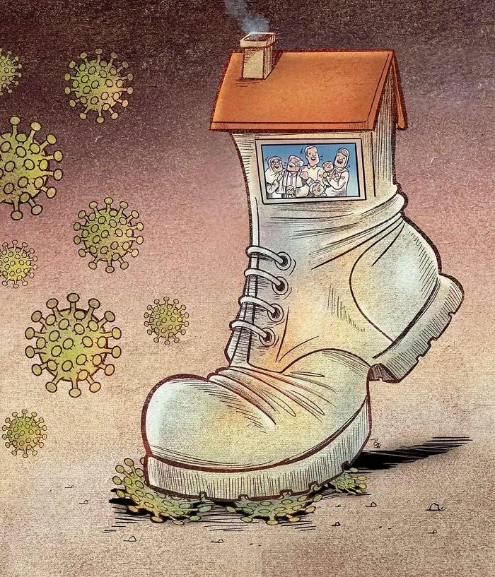 29 Illustrations By Iranian Artist Show The Harsh Reality Of Doctors During Coronavirus Outbreak