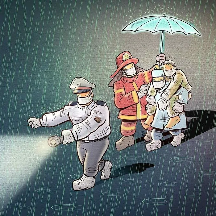 29 Illustrations By Iranian Artist Show The Harsh Reality Of Doctors During Coronavirus Outbreak