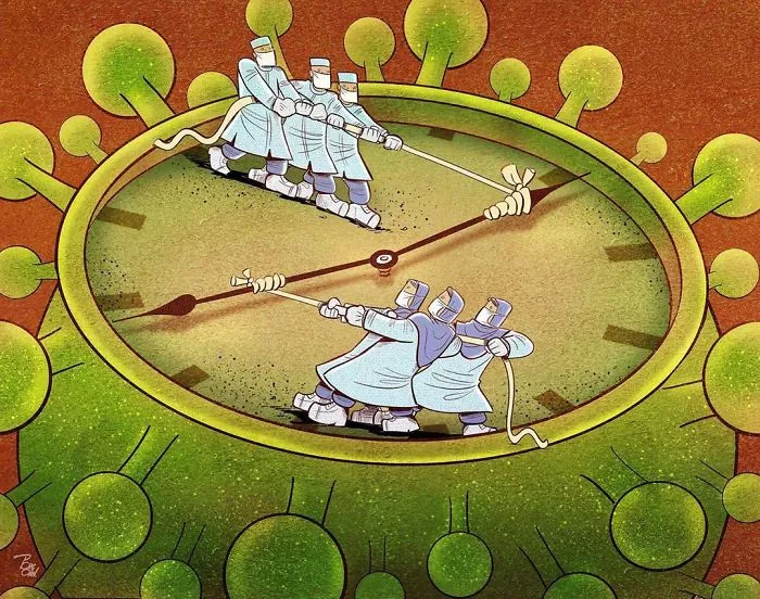 29 Illustrations By Iranian Artist Show The Harsh Reality Of Doctors During Coronavirus Outbreak