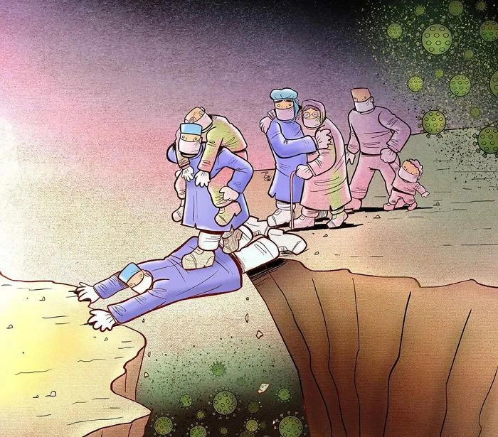 29 Illustrations By Iranian Artist Show The Harsh Reality Of Doctors During Coronavirus Outbreak