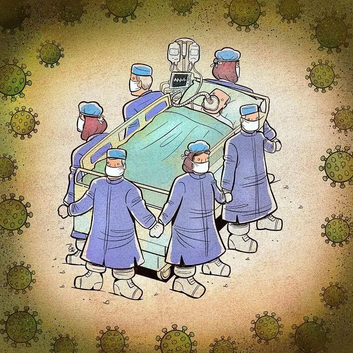 29 Illustrations By Iranian Artist Show The Harsh Reality Of Doctors During Coronavirus Outbreak