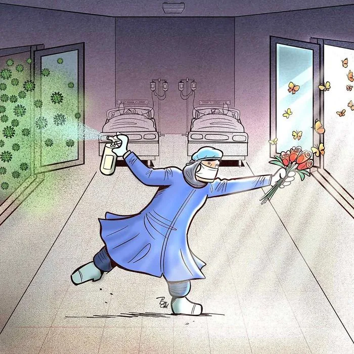29 Illustrations By Iranian Artist Show The Harsh Reality Of Doctors During Coronavirus Outbreak