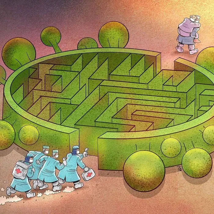29 Illustrations By Iranian Artist Show The Harsh Reality Of Doctors During Coronavirus Outbreak
