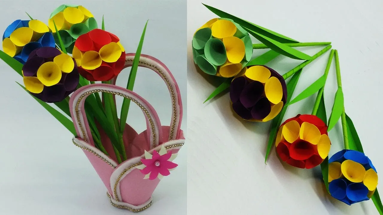Artificial Flower With Vase Making Tutorial