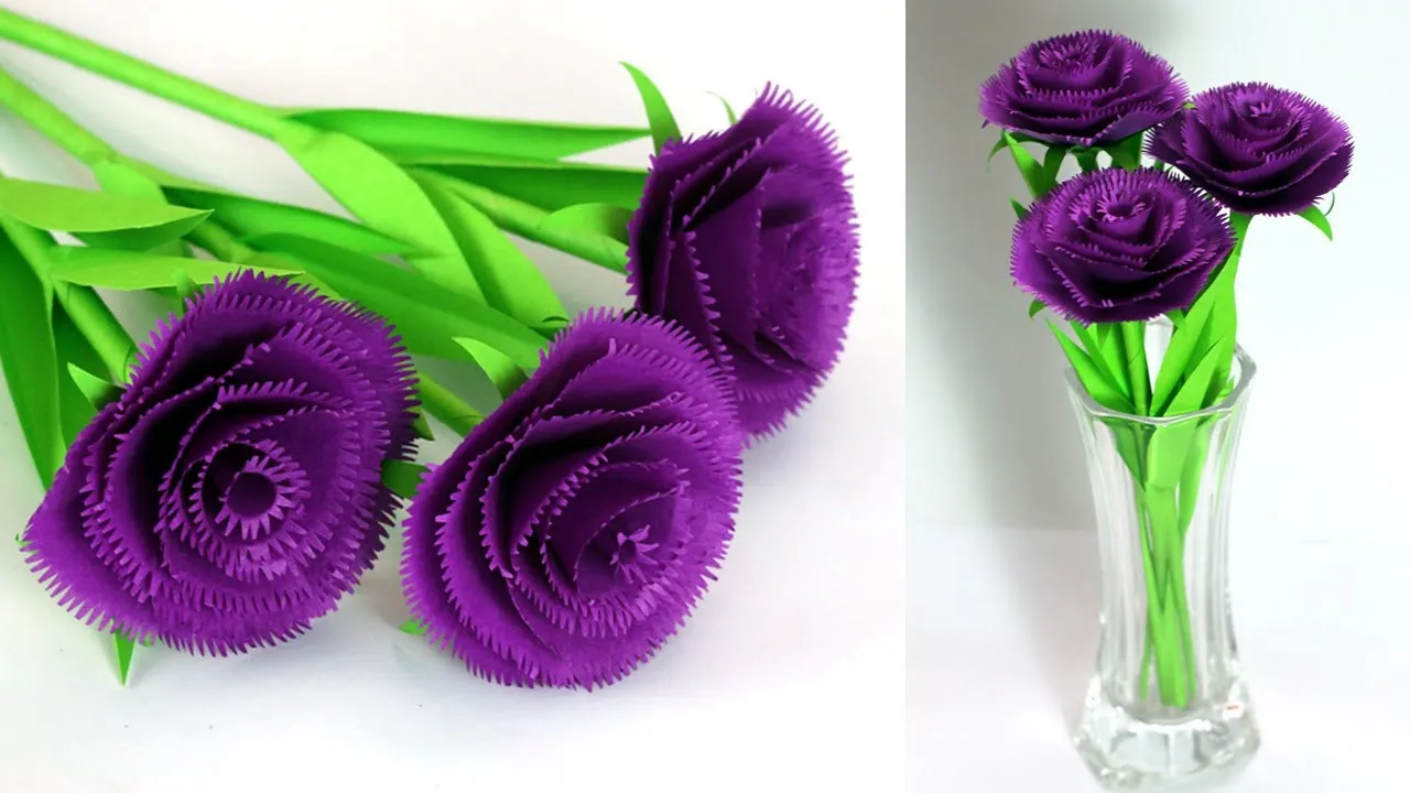 Beautiful DIY Paper Stick Flower Making -Easy Paper Stick Flower-Paper Flower Craft Ideas