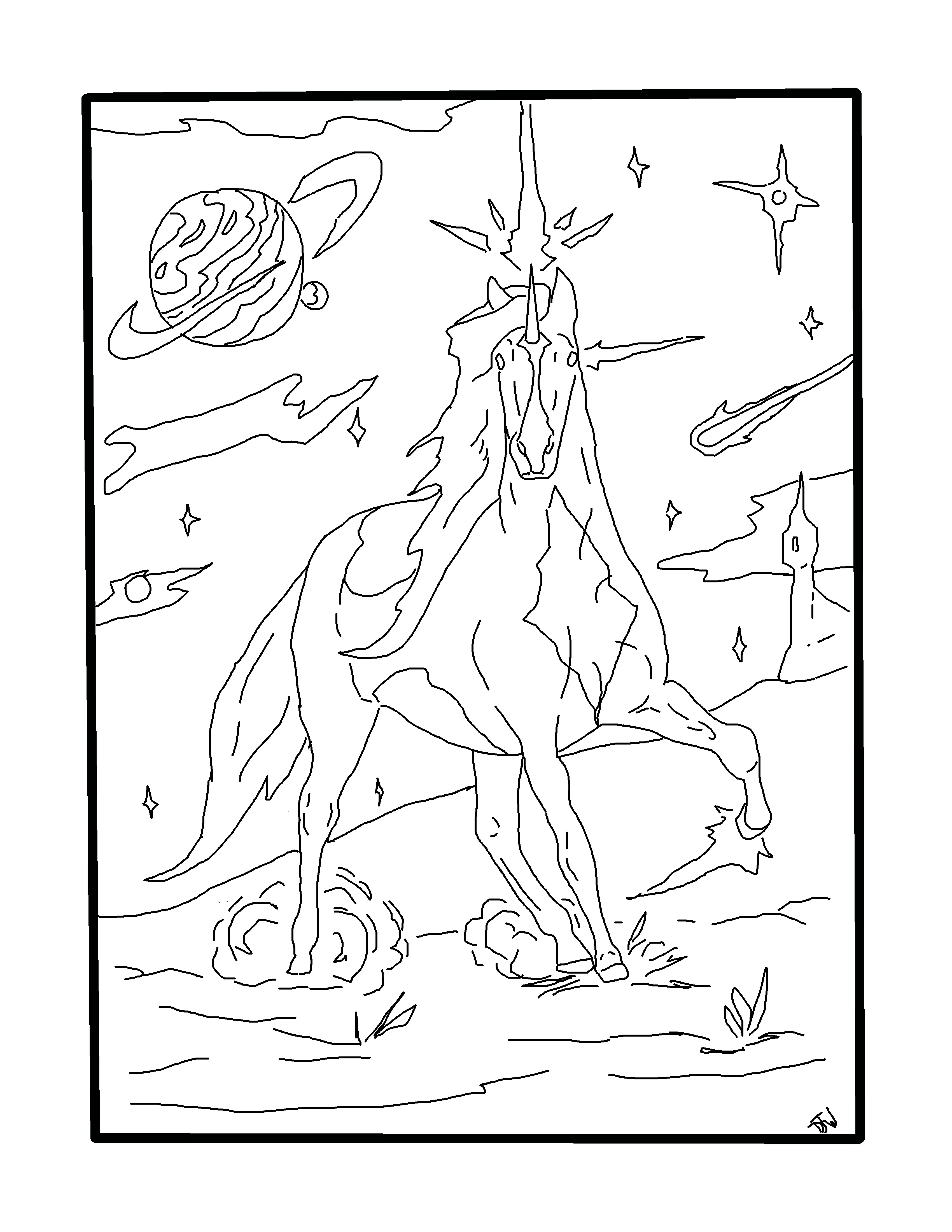Free Unicorn Coloring Page