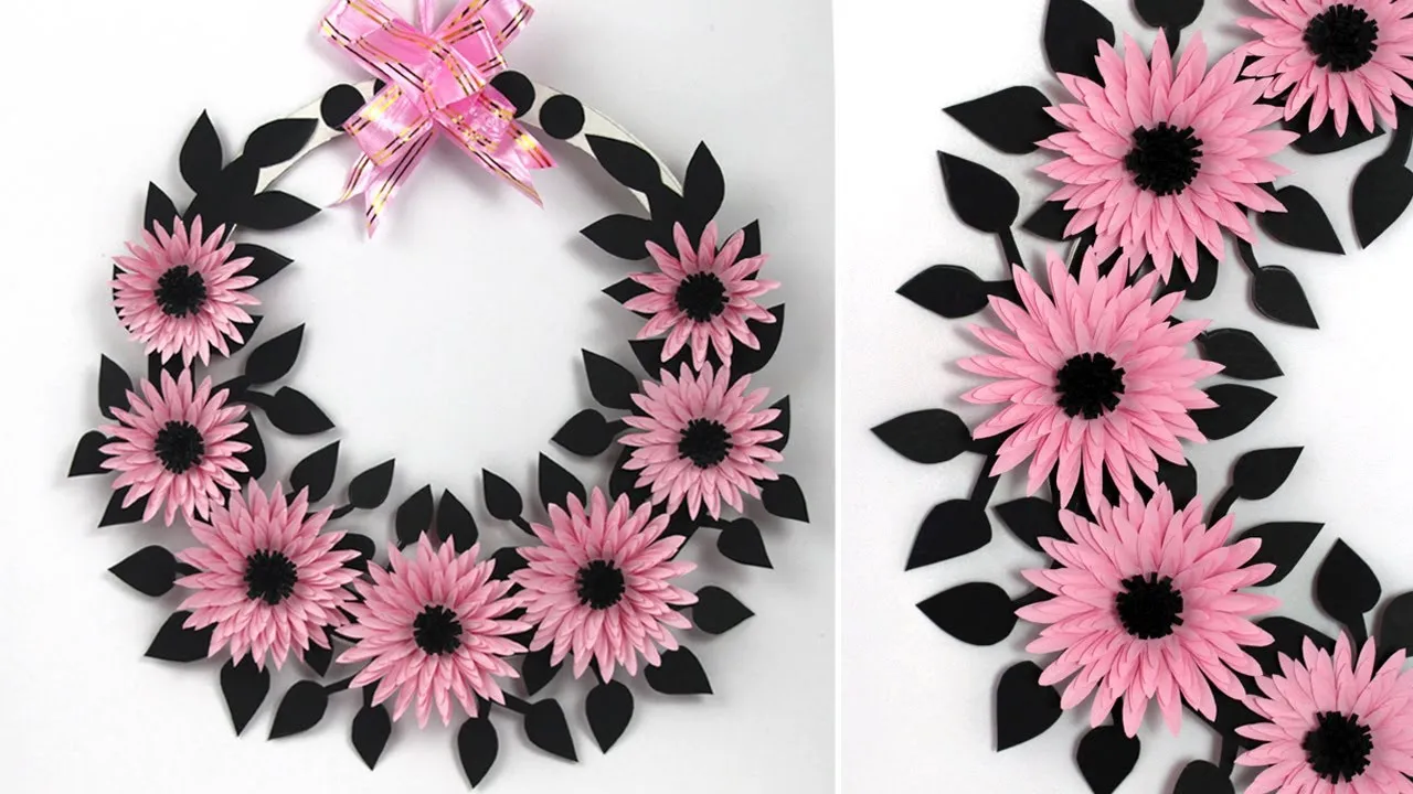 Easy & Beautiful Paper Flower Wall Hanging Making |beautiful Wall Decoration Ideas