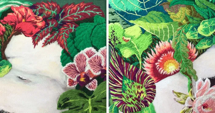 I Made A New Version Of The 'Origin Of The World' With Paint And Embroidery