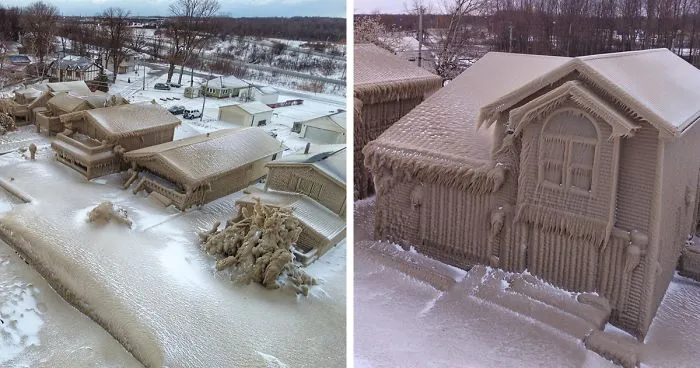 People's Homes Near Lake Erie Get Covered In Thick Ice, They Say It Looks Cool But It's A Nightmare To Live In
