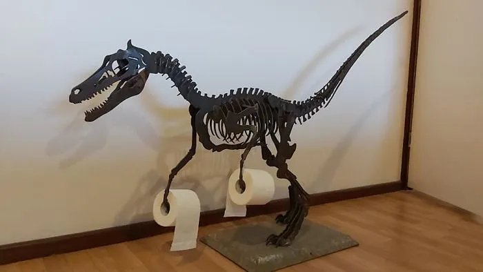 This Is Mr. Dave Velociraptor Or More Commonly Known As Dave The House Dino. I Rescued Him At Christmas Time From The Side Of The Road, He's Made Up Of Welded Parts Of Scrap Metal And Sits Proudly Guarding My Front Door In Western Australia