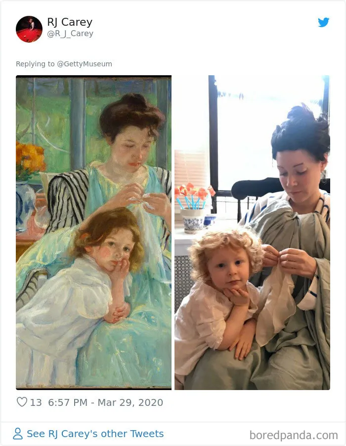 Museums Ask People To Recreate Famous Paintings With Anything They Can Find At Home, Get 35 Hilarious Pics