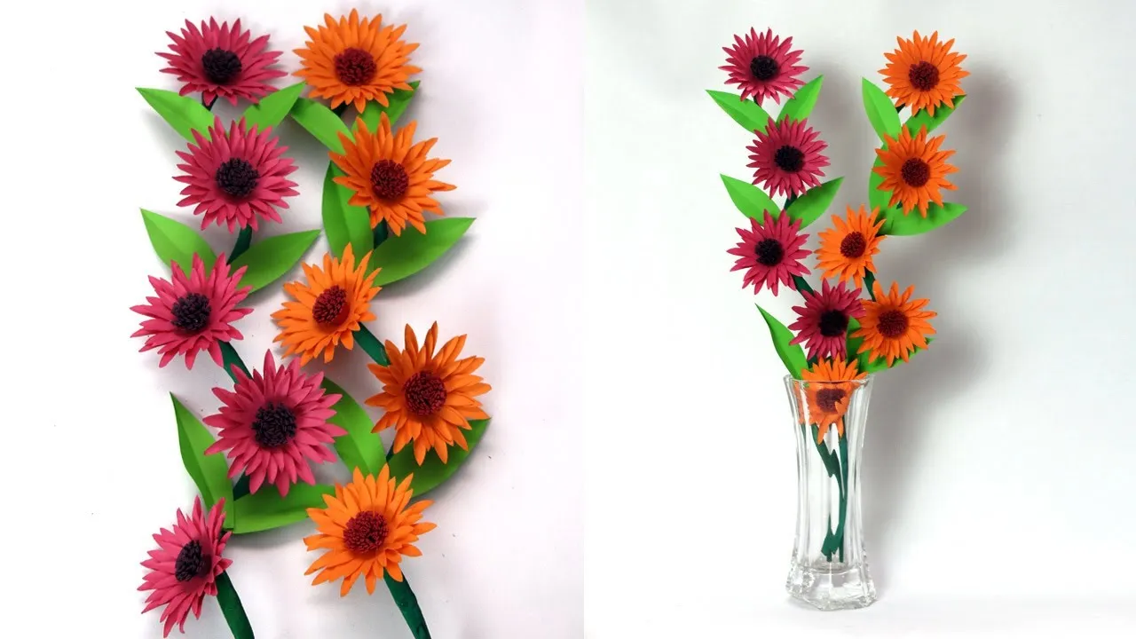 Easy Paper Stick Flower Making -DIY Paper Stick Flower -Beautiful Paper Craft Ideas
