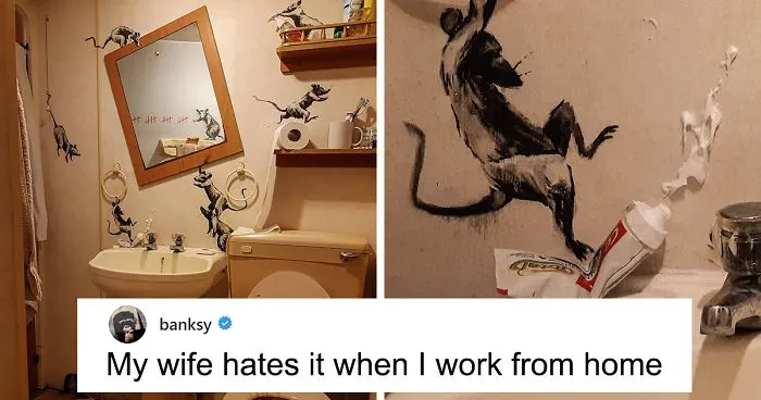 “My Wife Hates It When I Work From Home”, Banksy Reveals His Newest Work On Instagram