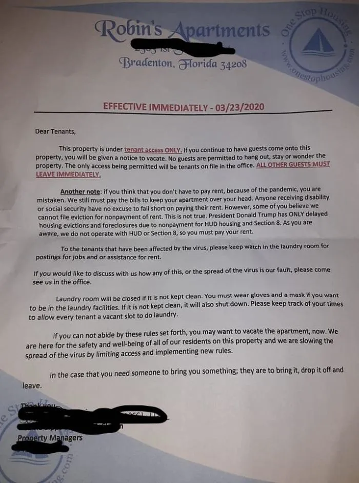 Letter To Tenants