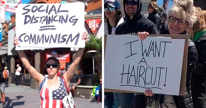 16 Not The Brightest People Who Are Against The Quarantine Holding Some 'Interesting' Signs