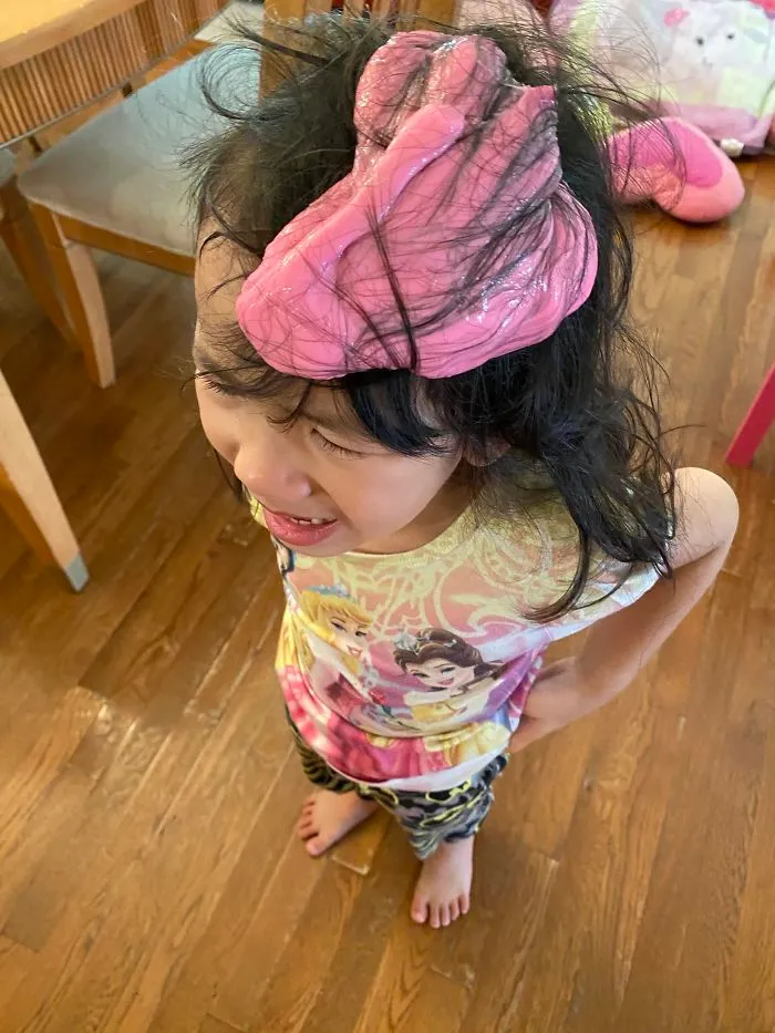 From 1st Day Working At Home. She Got Pink Slime In Her Hair