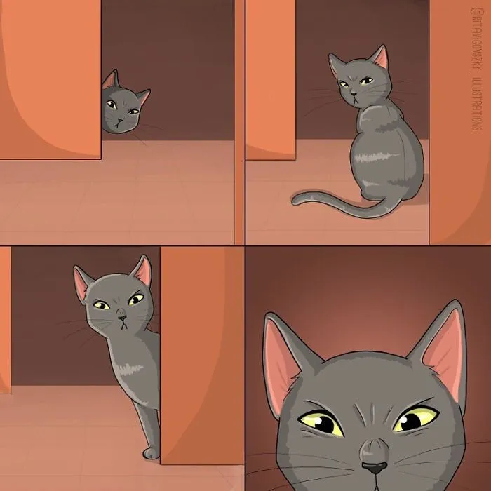 Artist Illustrates Everyday Life With A Cat In These 31 Relatable Comics