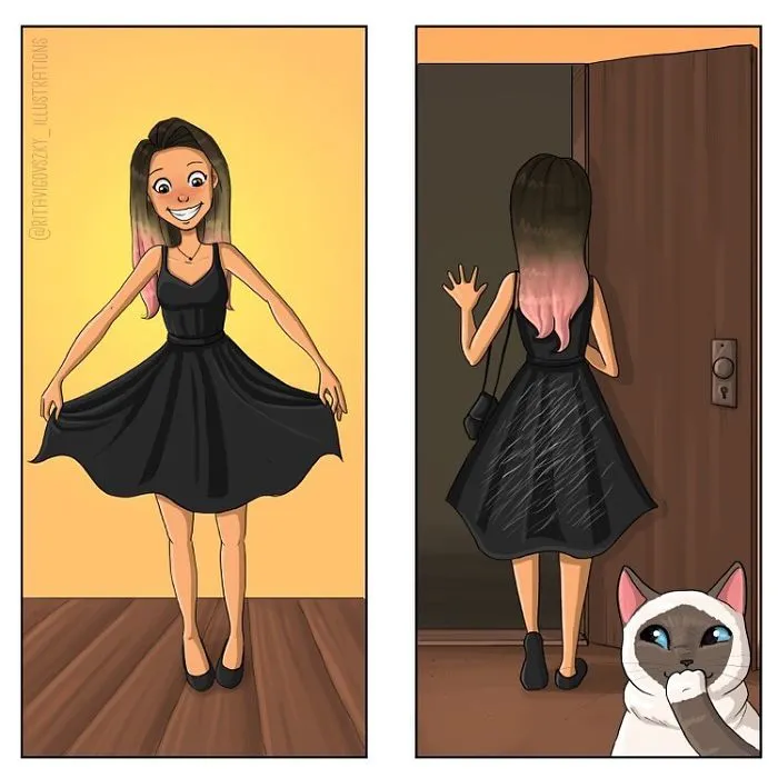 Artist Illustrates Everyday Life With A Cat In These 31 Relatable Comics