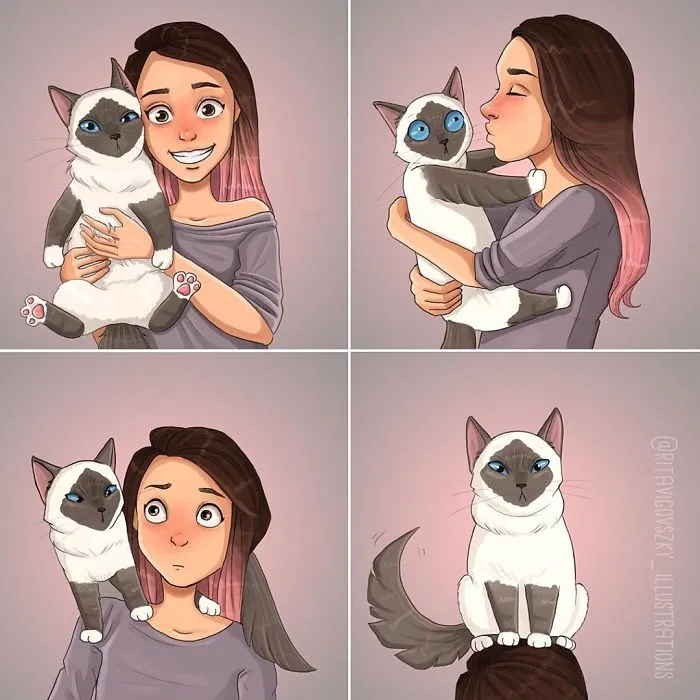 Artist Illustrates Everyday Life With A Cat In These 31 Relatable Comics
