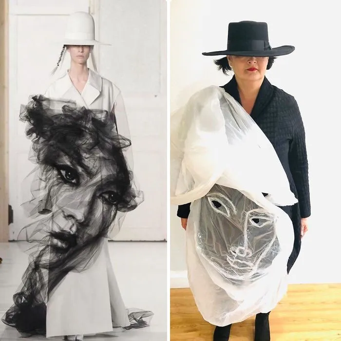 People Are Recreating "High Fashion" Looks From Household Items Out Of Quarantine Boredom (30 Pics)