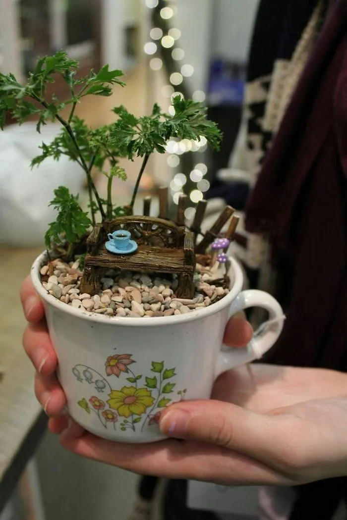 Parece que los minijardines en tazas de té están de moda, y aquí tienes 23 adorables ejemplos