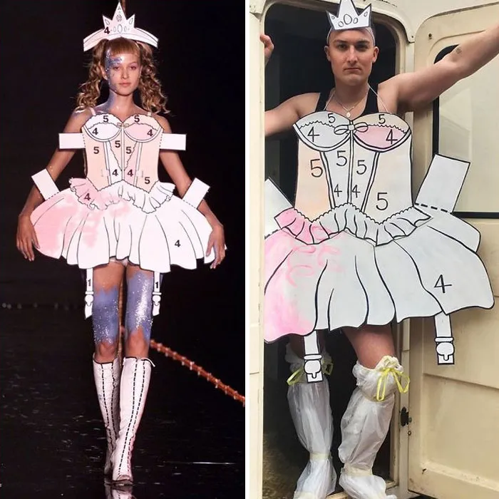 People Are Recreating "High Fashion" Looks From Household Items Out Of Quarantine Boredom (30 Pics)