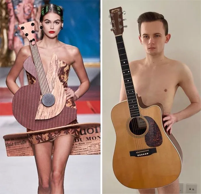 People Are Recreating "High Fashion" Looks From Household Items Out Of Quarantine Boredom (30 Pics)