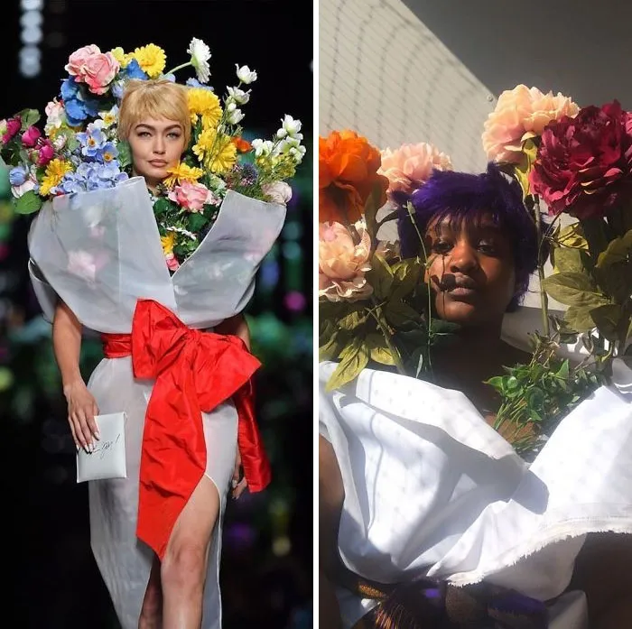People Are Recreating "High Fashion" Looks From Household Items Out Of Quarantine Boredom (30 Pics)