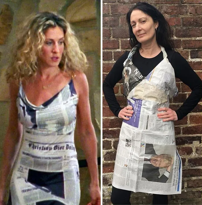 People Are Recreating "High Fashion" Looks From Household Items Out Of Quarantine Boredom (30 Pics)