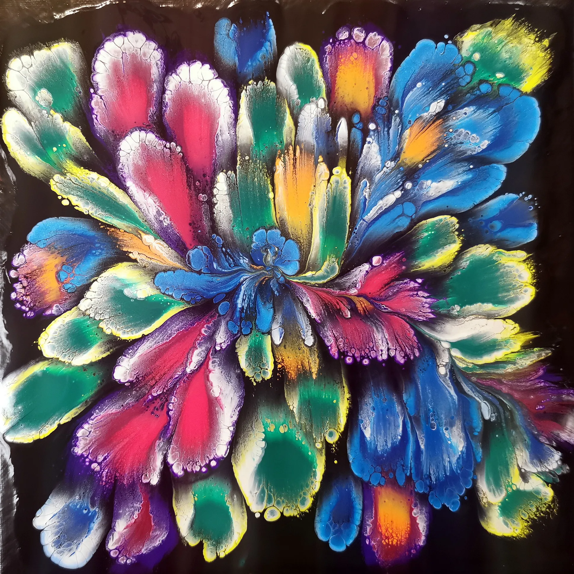 Fluid Art / Bouquet 💐 / Reverse Flower Dip / #stayhome And Paint #withme