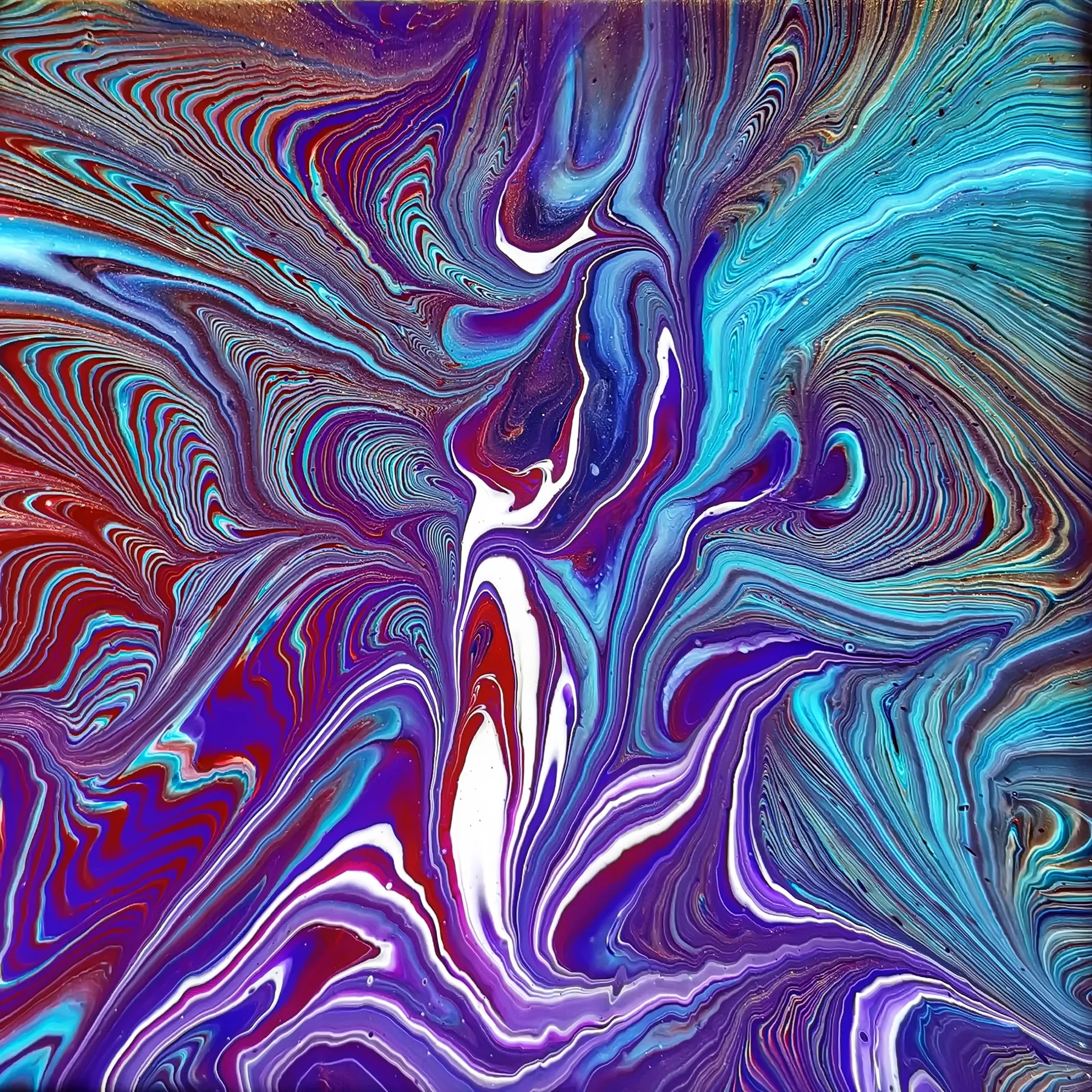 Goddess ~ Wrecked Ring Pour Over The Cup Bottom ~ Acrylic Pour Painting