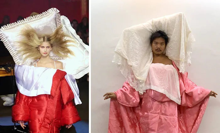 People Are Recreating "High Fashion" Looks From Household Items Out Of Quarantine Boredom (30 Pics)
