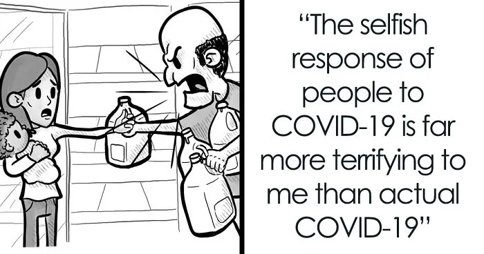 "The 2 Other Viruses Going Around Right Now": Artist Illustrates The Contagious Behaviors That People Are Falling For