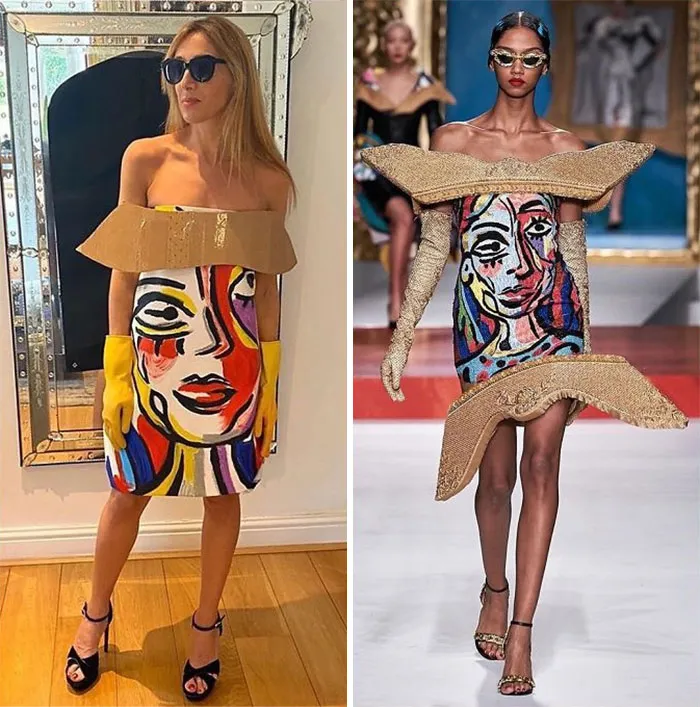 People Are Recreating "High Fashion" Looks From Household Items Out Of Quarantine Boredom (30 Pics)