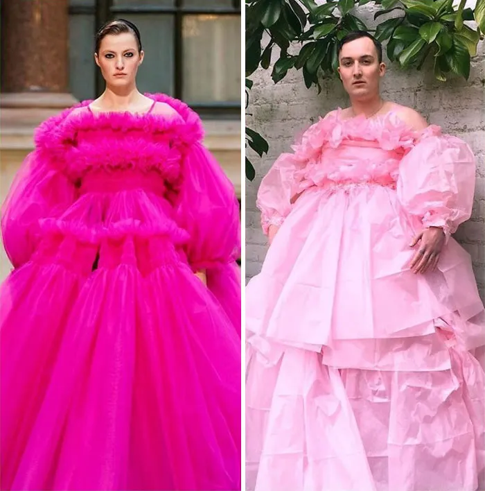 People Are Recreating "High Fashion" Looks From Household Items Out Of Quarantine Boredom (30 Pics)