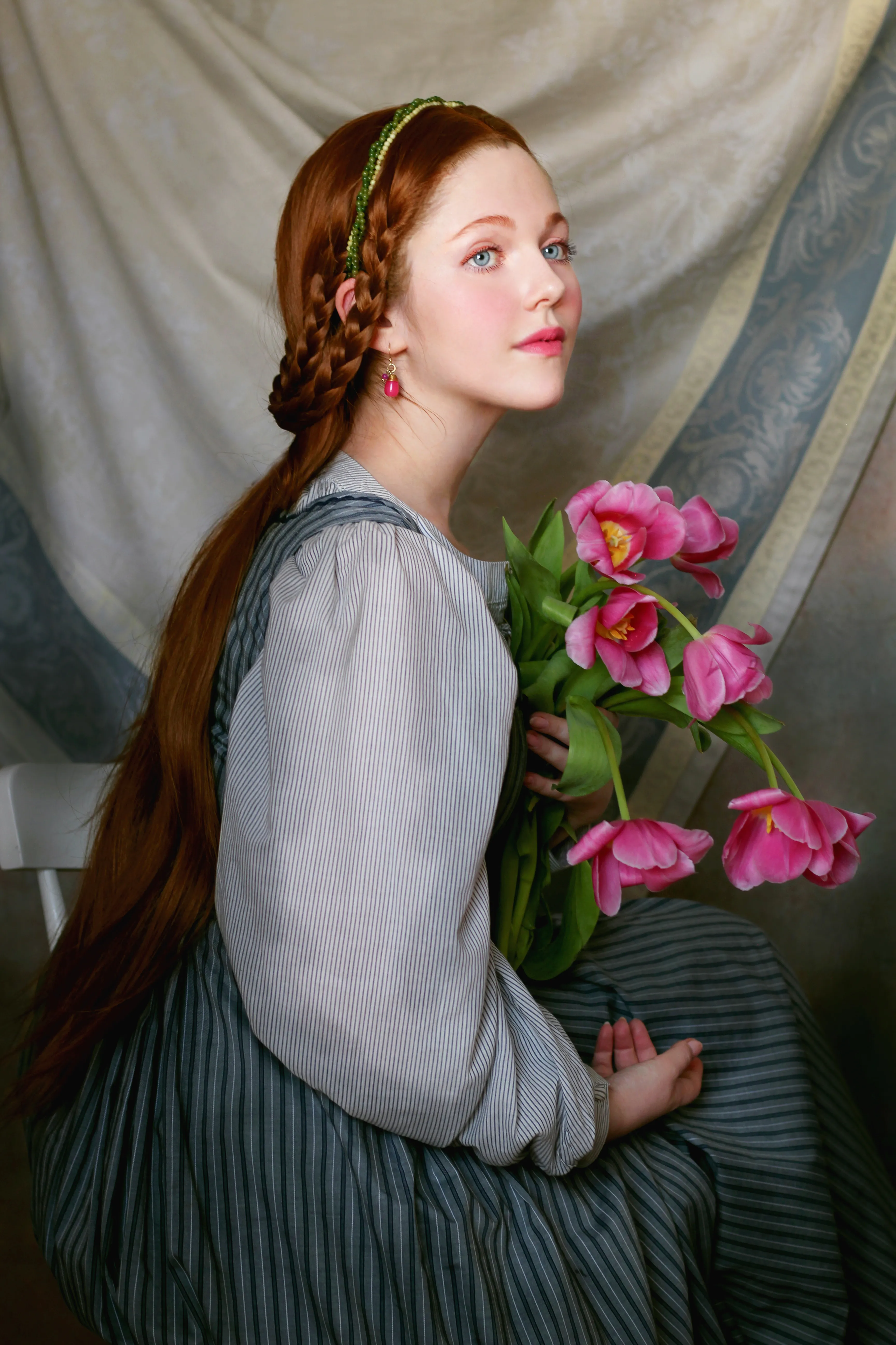 Young Woman With Tulips