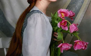 Young Woman With Tulips