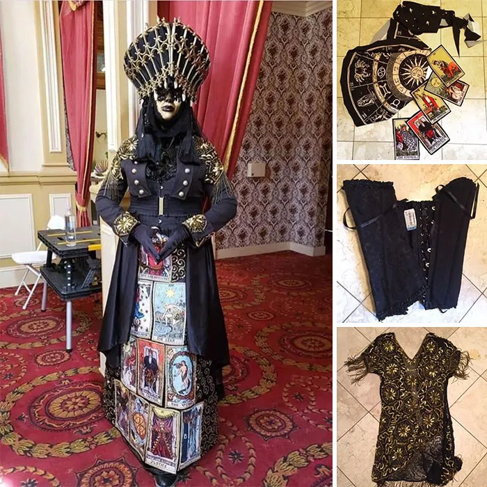 Una cortina de ducha con cartas del tarot me impulsó a crear todo este disfraz