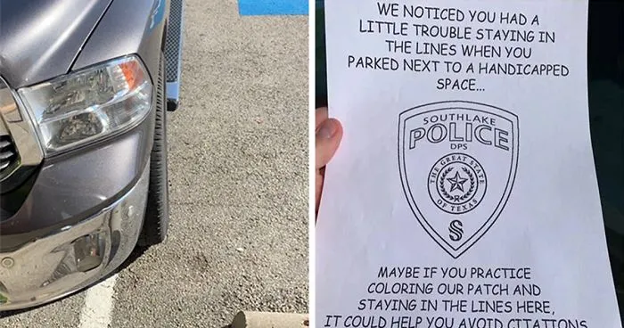 Texas Police Hilariously Educate Bad Parkers By Gifting Coloring Page Encouraging Them To 'Stay In The Lines'