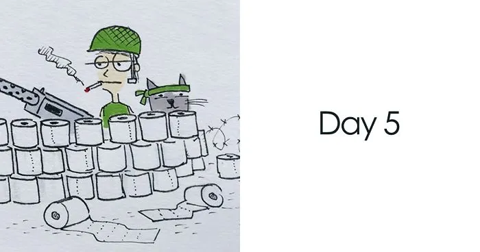 I Illustrated Each Day Of Quarantine With My Wife And A Cat (20 Pics)