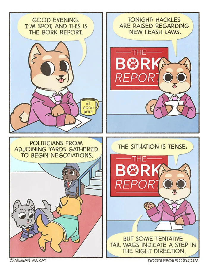Artist Illustrates Dogs Reporting On Events Important In Daily Pup World In Her 14 Comics